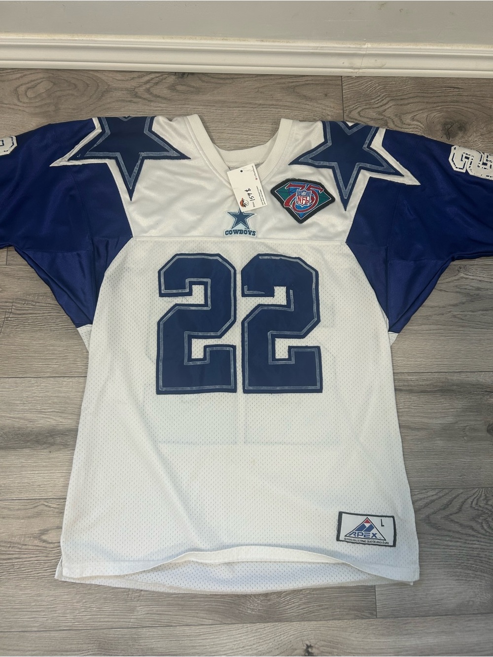 Apex Dallas Cowboys #22 White and Blue Football Jersey